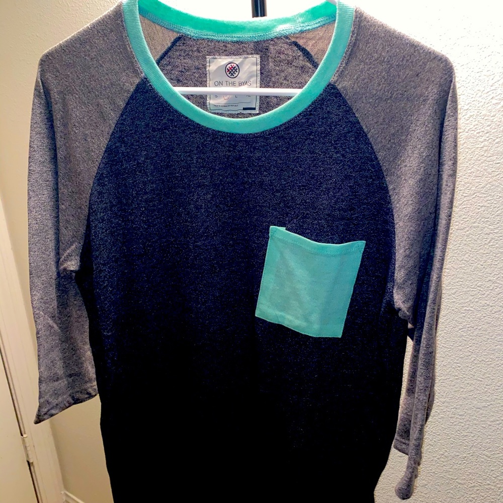 On the Byas grey and teal shirt